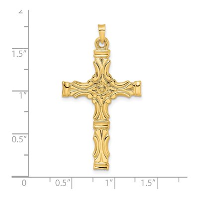 14K Yellow Gold Fancy Design Cross Pendant – view 4