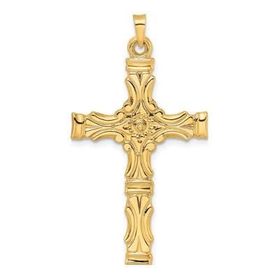 14K Yellow Gold Fancy Design Cross Pendant