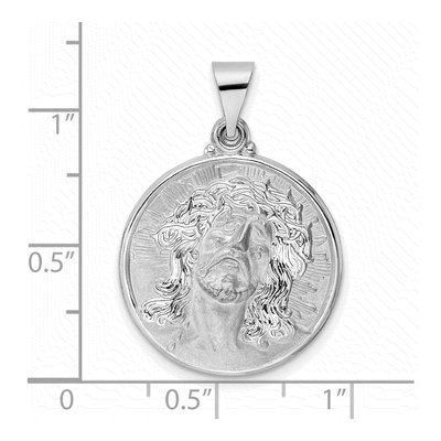 14K White Gold Hollow Jesus Face Disc Pendant – view 4