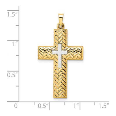 14K Two-Tone Gold Woven Double Cross Pendant – view 4