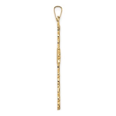 14K Yellow Gold Textured Floral Cross Pendant – view 3