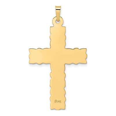 14K Yellow Gold Textured Floral Cross Pendant – view 5