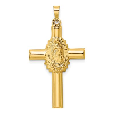 14K Yellow Gold Hollow Cross Pendant