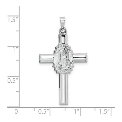 14K White Gold Hollow Cross Guadalupe Pendant – view 4