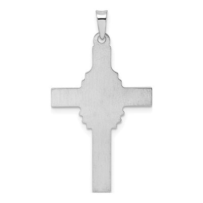 14K White Gold Hollow Cross Guadalupe Pendant – view 5