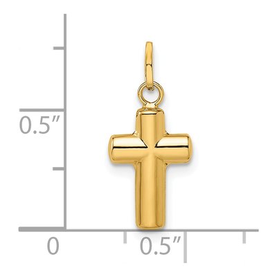 14K Yellow Gold Puffed Cross Pendant – view 4