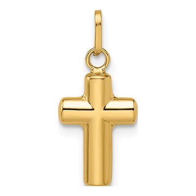 14K Yellow Gold Puffed Cross Pendant – view 5