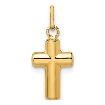 14K Yellow Gold Puffed Cross Pendant