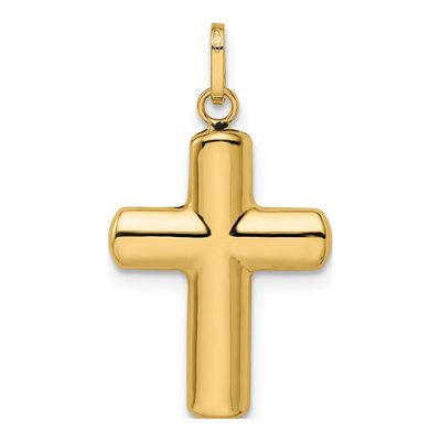 14K Yellow Gold Puffed Cross Pendant – view 5
