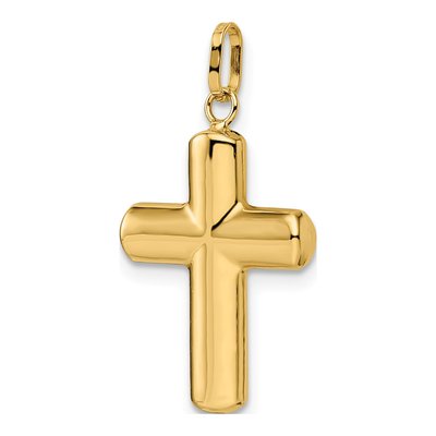 14K Yellow Gold Puffed Cross Pendant – view 6