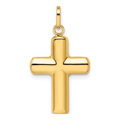 14K Yellow Gold Puffed Cross Pendant