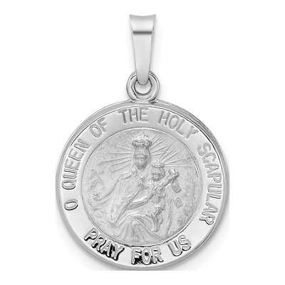 14K White Gold Reversible Scapular Medal Pendant
