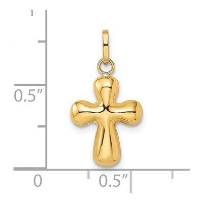 14K Yellow Gold Puffed Cross Pendant – view 4