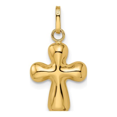 14K Yellow Gold Puffed Cross Pendant – view 5