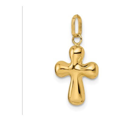 14K Yellow Gold Puffed Cross Pendant – view 6
