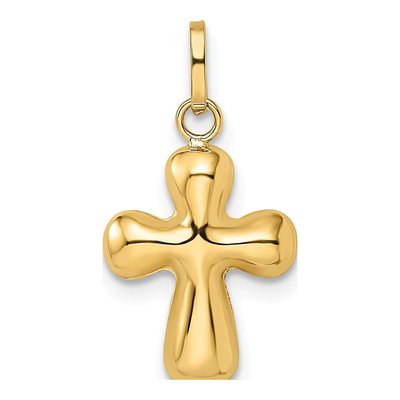 14K Yellow Gold Puffed Cross Pendant