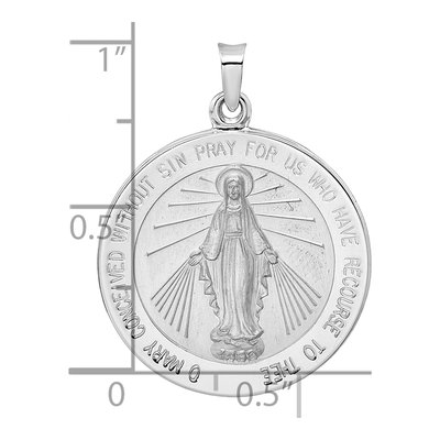 14K White Gold Miraculous Medal Round Pendant – view 4