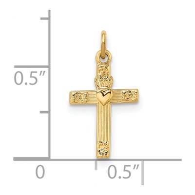 14K Yellow Gold Heart Cross Pendant – view 4