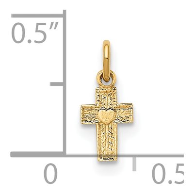 14K Yellow Gold Tiny Heart Cross Pendant – view 4