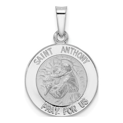 14K White Gold St Anthony Medal Pendant