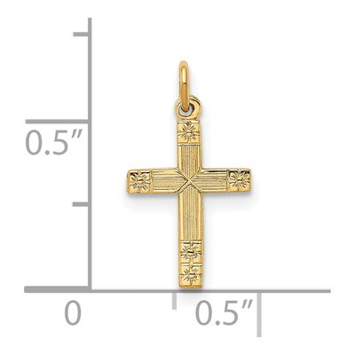 14K Yellow Gold Textured Cross Pendant – view 4