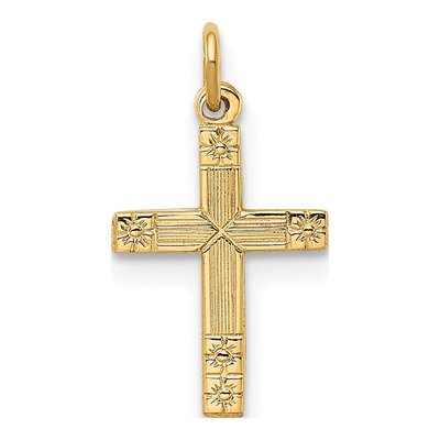14K Yellow Gold Textured Cross Pendant