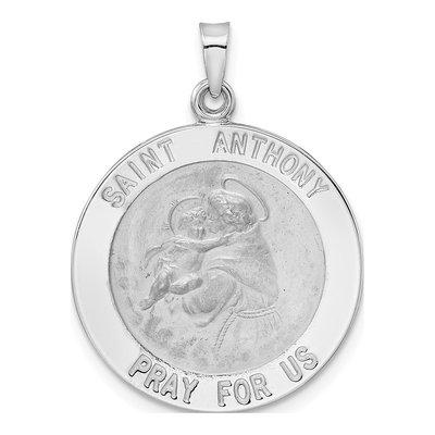 14K White Gold St Anthony Medal Pendant