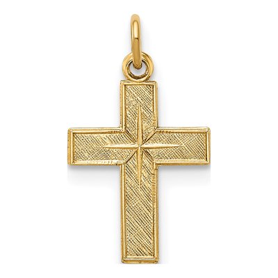 14K Yellow Gold Star Cross Pendant
