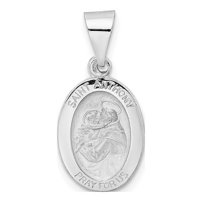 14K White Gold St Anthony Medal Pendant
