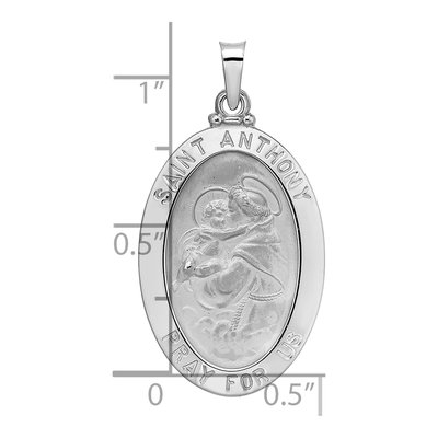 14K White Gold St Anthony Medal Oval Pendant – view 4