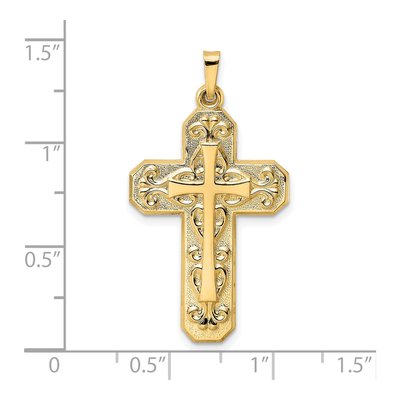 14K Yellow Gold Double Cross Scroll Pendant – view 4