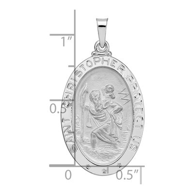 14K White Gold St Christopher Medal Oval Pendant – view 4