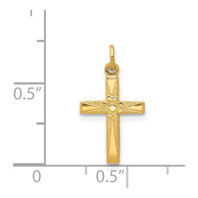 14K Yellow Gold Floral Cross Pendant – view 4