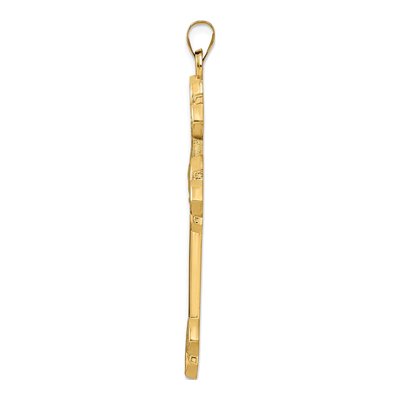 14K Yellow Gold Fleur de Lis Cross Pendant – view 3