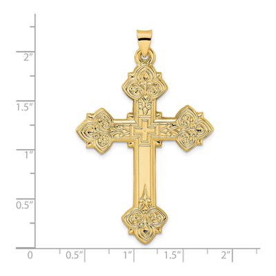 14K Yellow Gold Fleur de Lis Cross Pendant – view 4