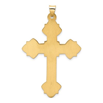 14K Yellow Gold Fleur de Lis Cross Pendant – view 5