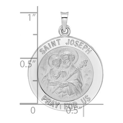 14K White Gold Saint Joseph Medal Round Pendant – view 4