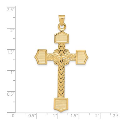 14K Yellow Gold Large Fancy Design Cross Pendant – view 4