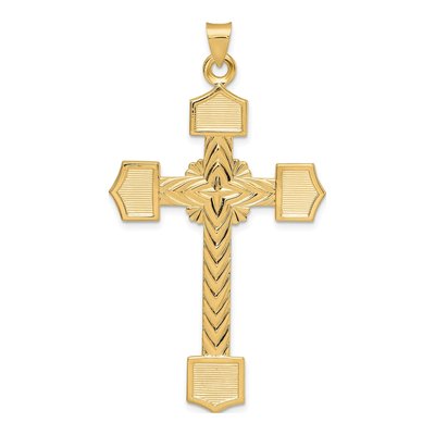 14K Yellow Gold Large Fancy Design Cross Pendant
