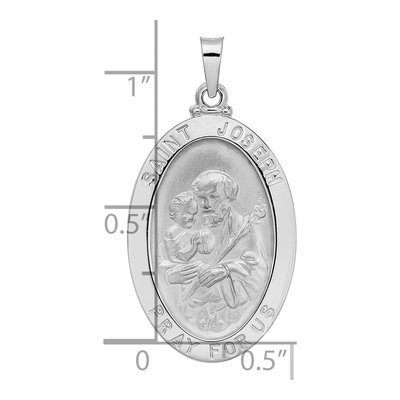 14K White Gold St Joseph Oval Medal Pendant – view 4
