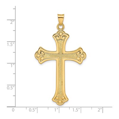 14K Yellow Gold Fleur de Lis Cross Pendant – view 4