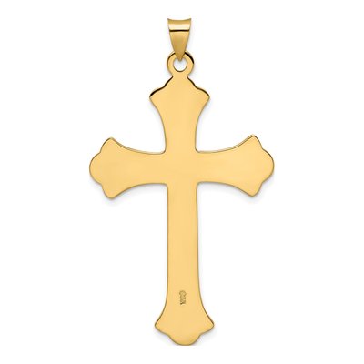 14K Yellow Gold Fleur de Lis Cross Pendant – view 5