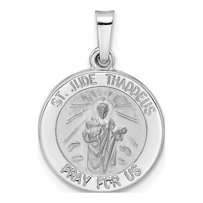 14K White Gold St Jude Thaddeus Medal Pendant