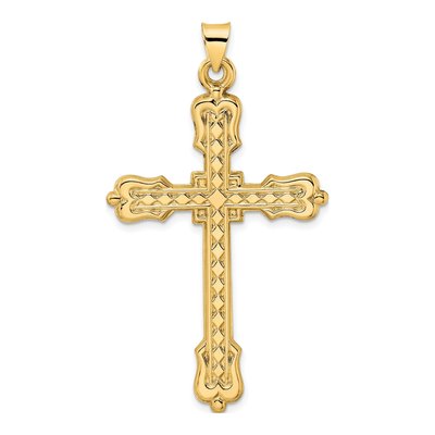 14K Yellow Gold Hollow Cross Pendant