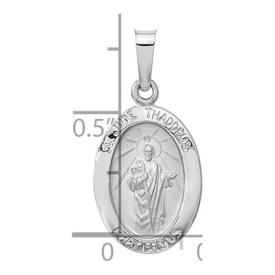 14K White Gold St Jude Thaddeus Oval Medal Pendant – view 4
