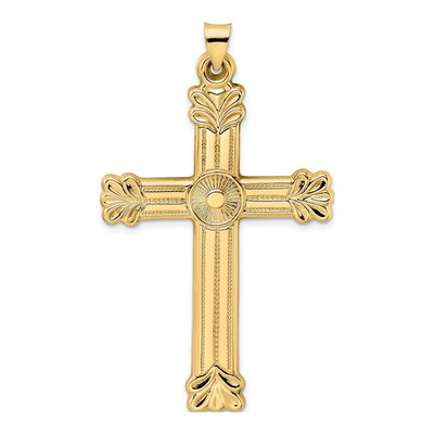 14K Yellow Gold Circle Cross Pendant