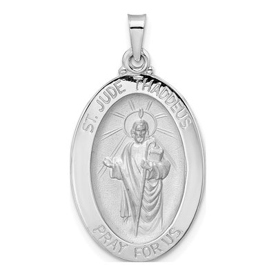 14K White Gold St Jude Thaddeus Medal Pendant