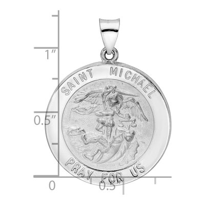 14K White Gold St Michael Medal Round Pendant – view 4