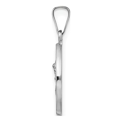 14K White Gold Hollow St Michael Medal Pendant – view 3