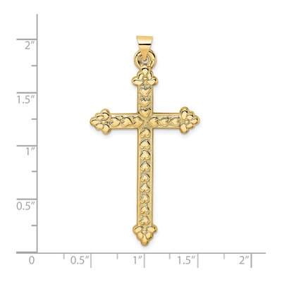 14K Yellow Gold Hollow Hearts Cross Pendant – view 4